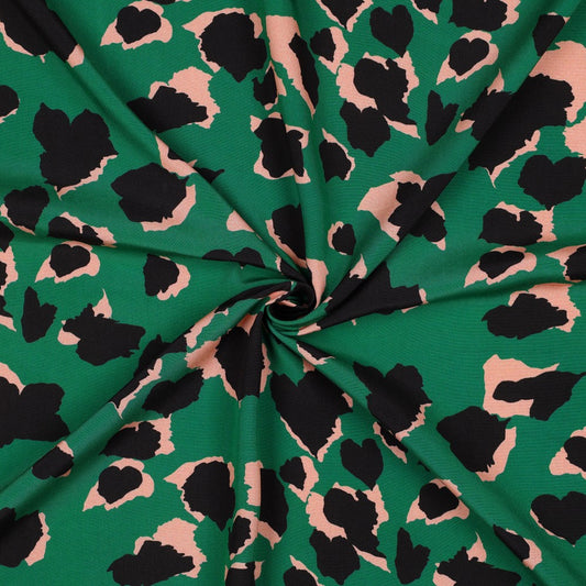 Leopard Viscose Fabric in Emerald Green