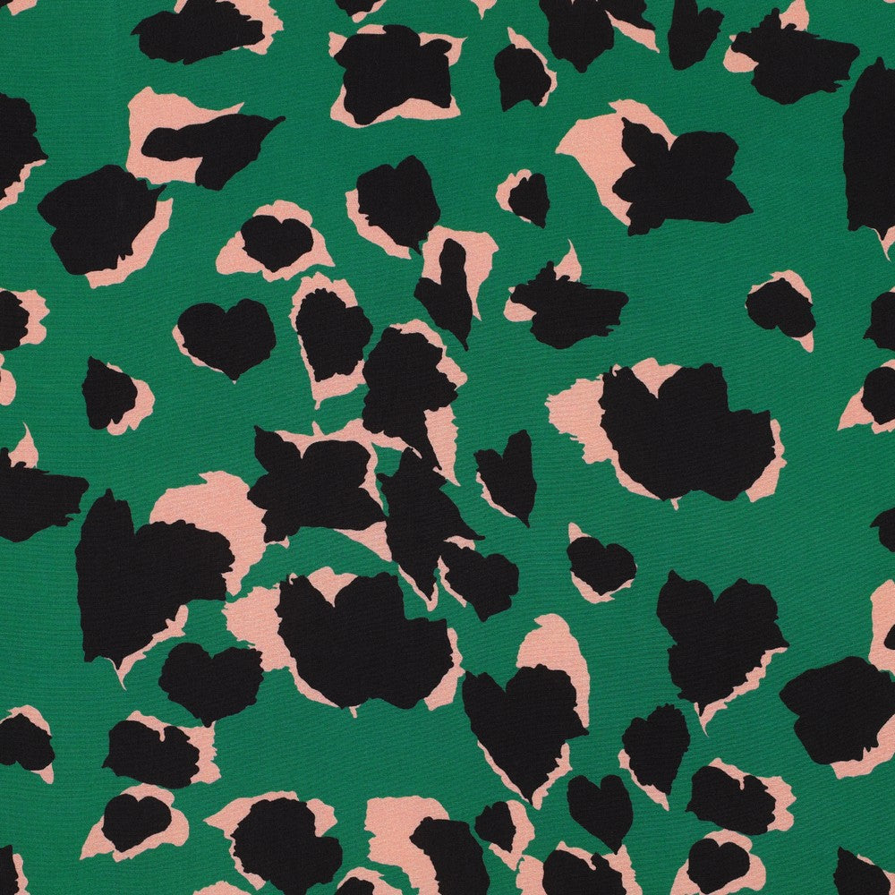 Leopard Viscose Fabric in Emerald Green