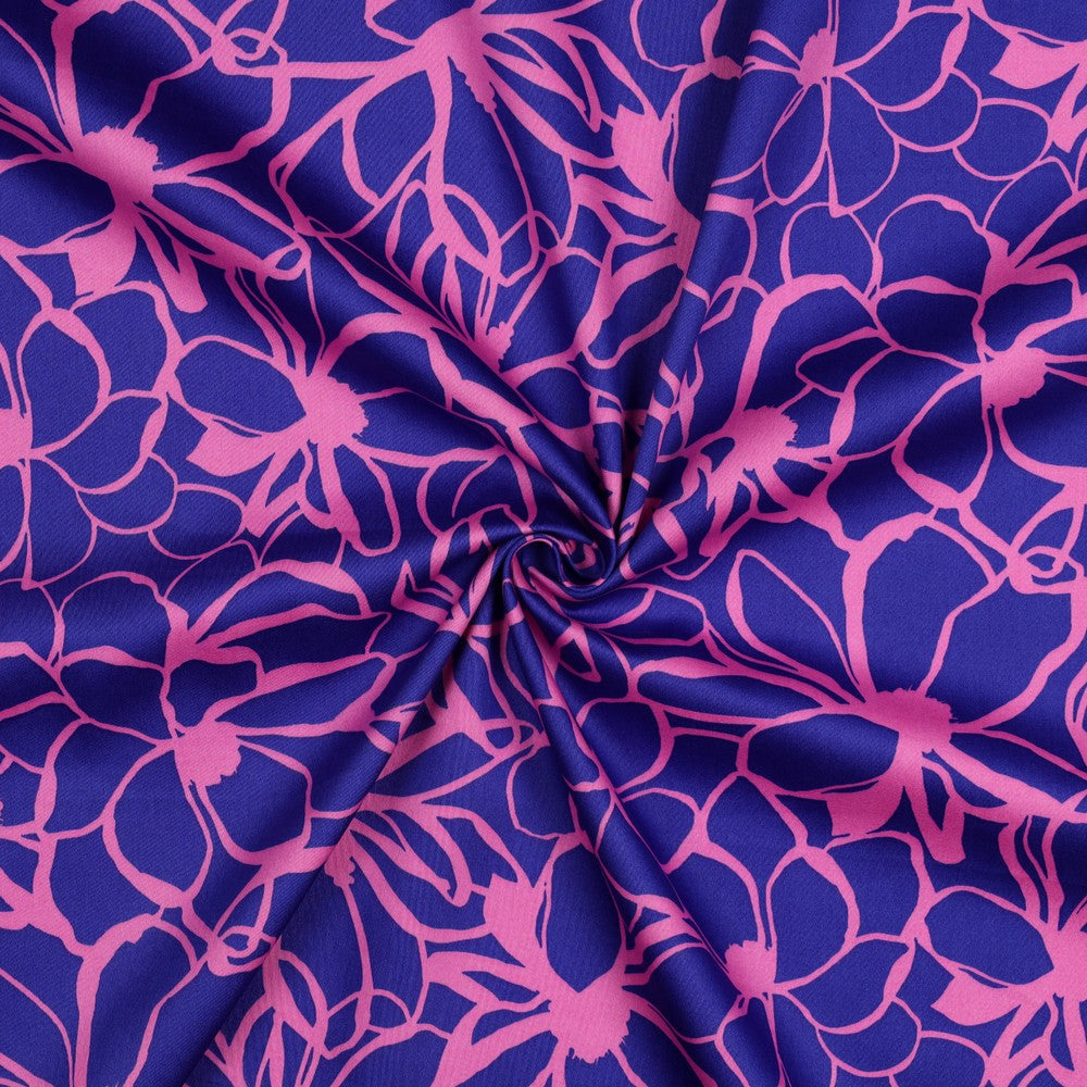 Magnolia Cotton Sateen Fabric in Royal Blue - Nerida Hansen