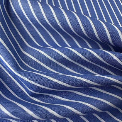 Close-up of marine striped cotton fabric