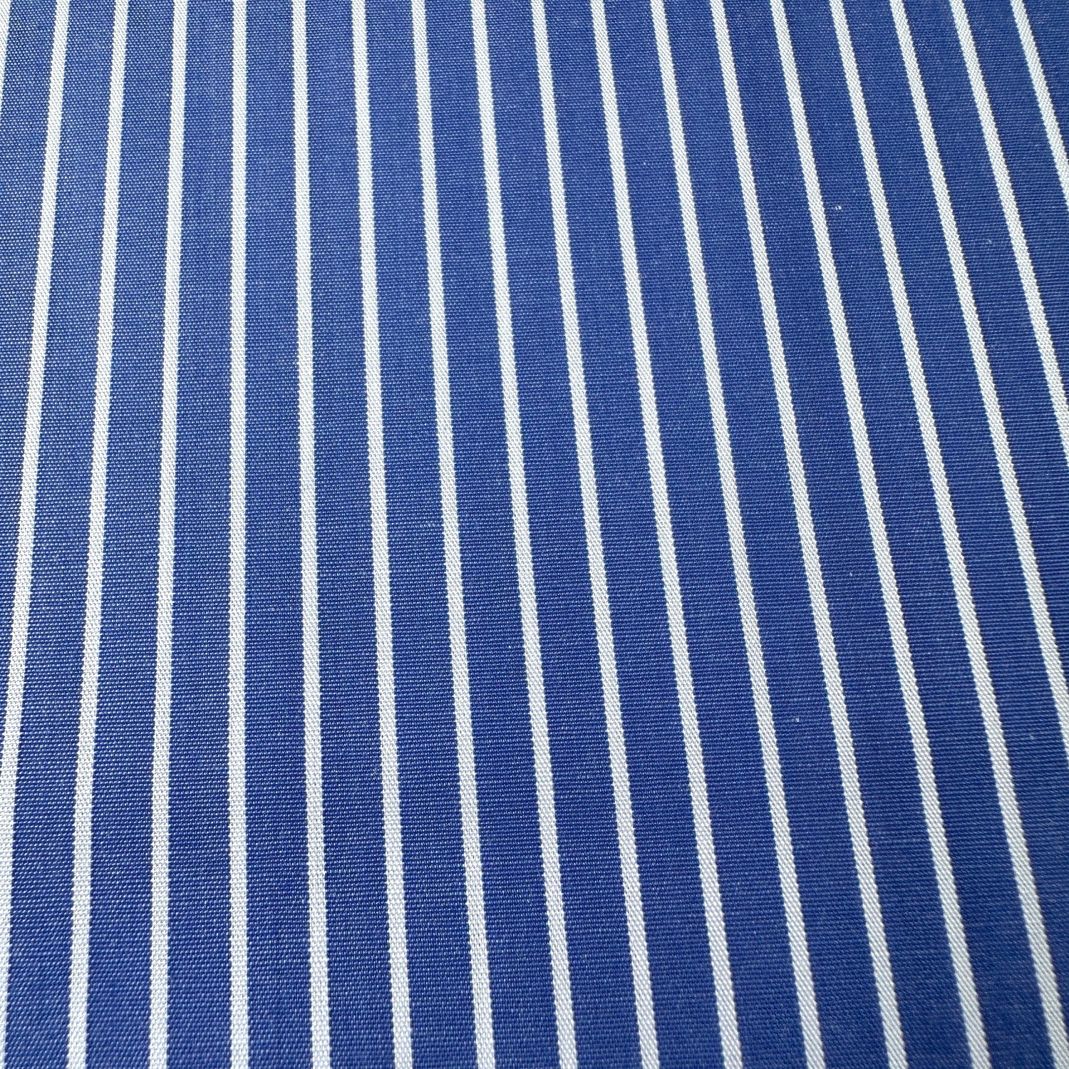 Close-up of blue and white striped fabric