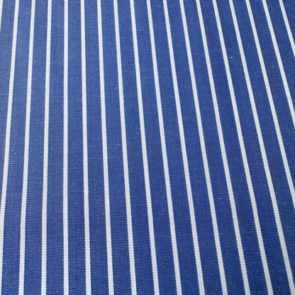 Close-up of blue and white striped fabric