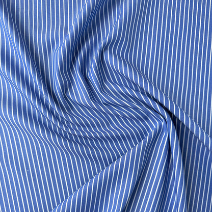 Close up of blue and white striped fabric