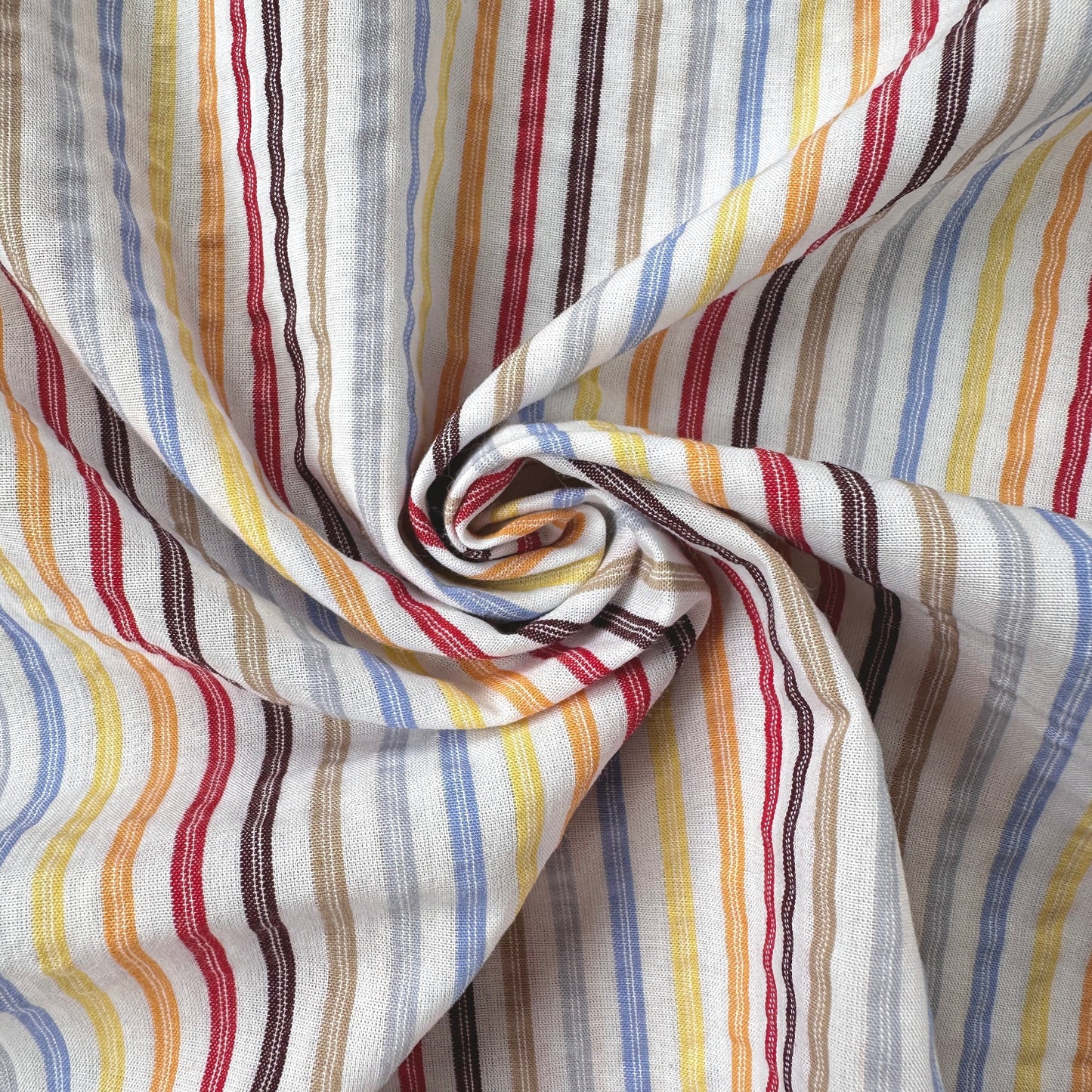 Multicoloured striped fabric with a close-up view