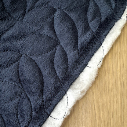 Navy Quilted Shower Proof Fabric With Fleece Back