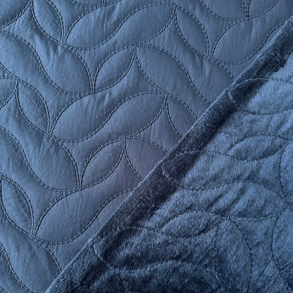 Navy Quilted Shower Proof Fabric With Fleece Back