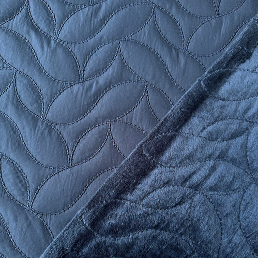 Navy Quilted Shower Proof Fabric With Fleece Back