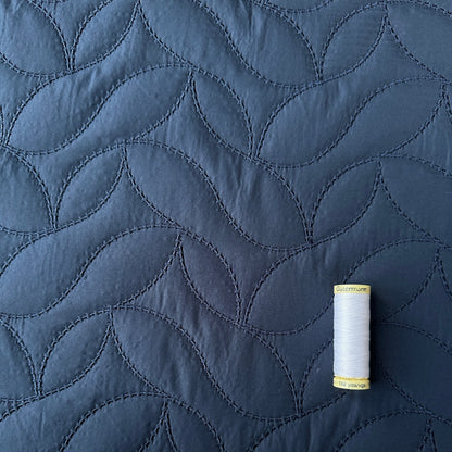 Navy Quilted Shower Proof Fabric With Fleece Back