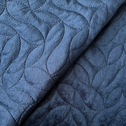 Navy Quilted Shower Proof Fabric With Fleece Back