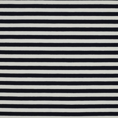 Navy and Off White Stripe Yarn Dyed Cotton French Terry Fabric