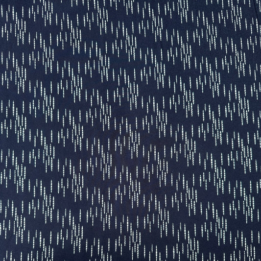 Navy with White Lines Viscose Twill Fabric