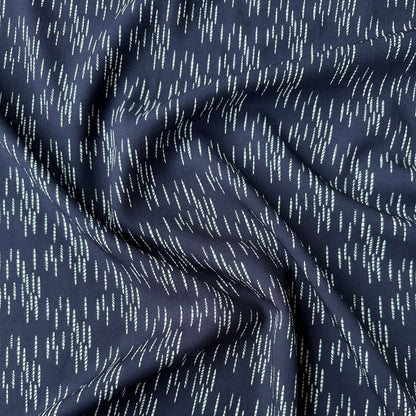 Navy with White Lines Viscose Twill Fabric