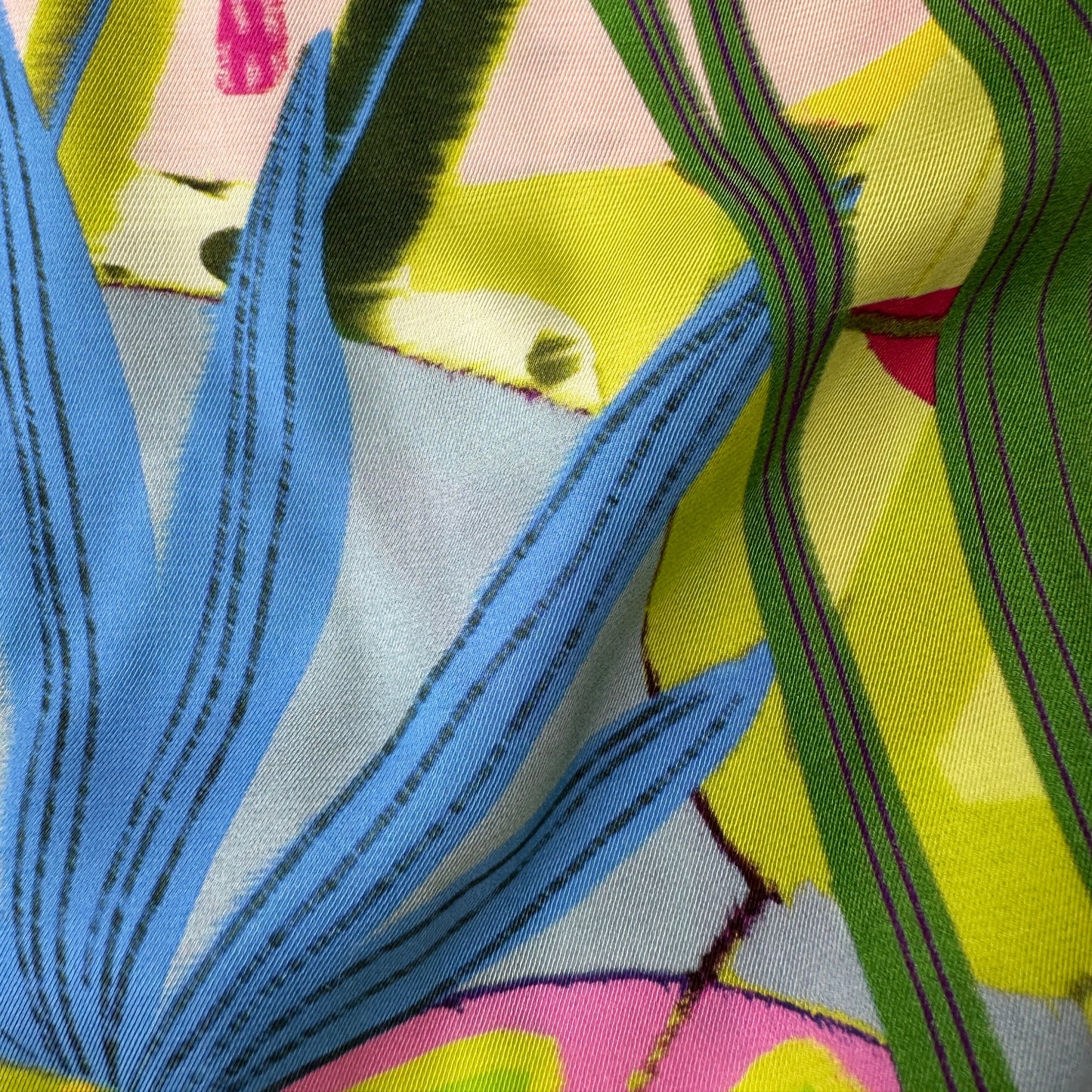 Neon Leaves Viscose Twill Fabric