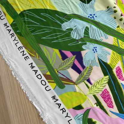 Neon Leaves Viscose Twill Fabric