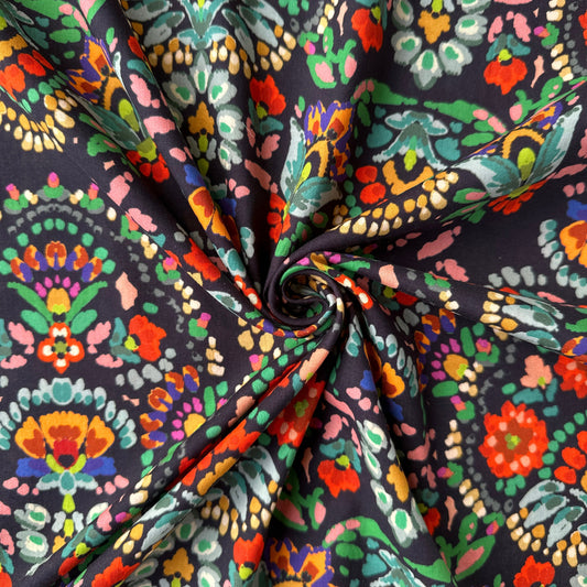 Painted Flowers Cotton Lawn Fabric