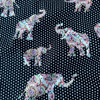 Paisley Elephants on Polka Dot Fabric