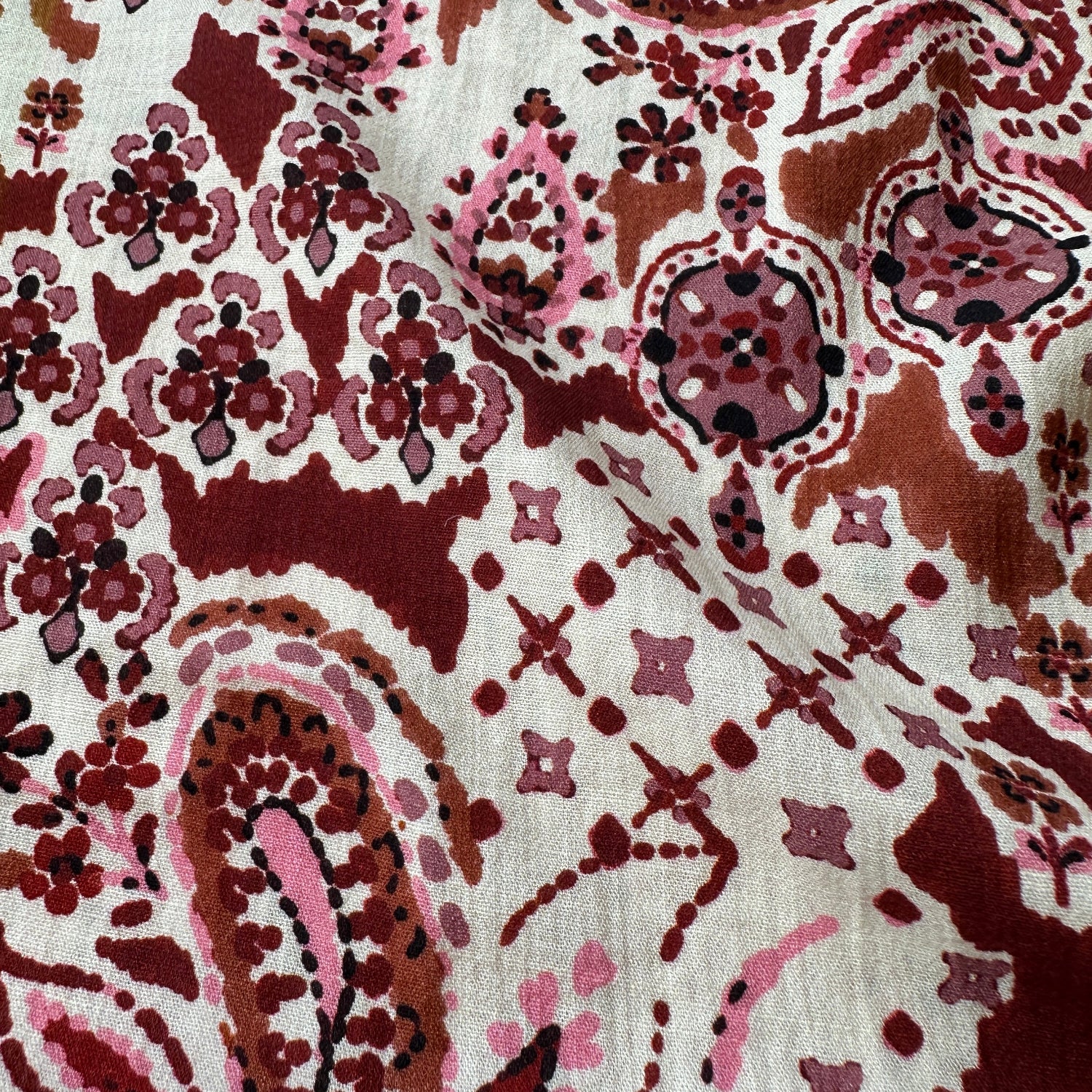 Close up of texture on paisley dressmaking fabric