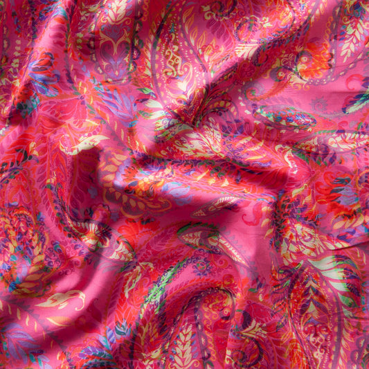 Pink Paisley Pima Cotton Lawn Fabric - 35cm Piece