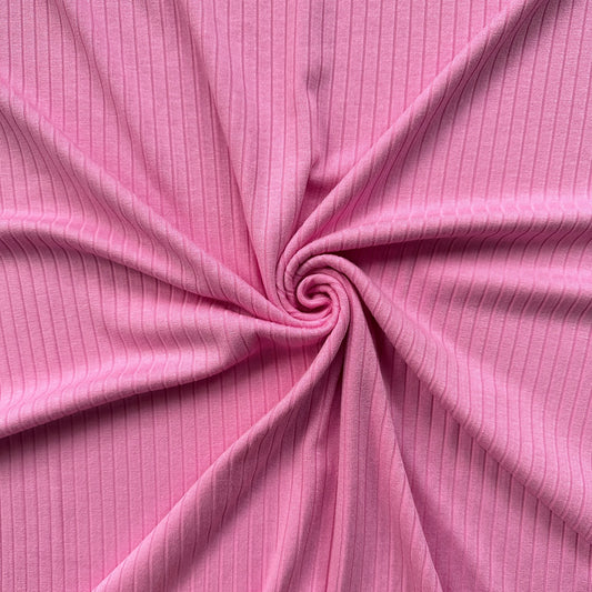 Pink Rib Knit Viscose Jersey Fabric