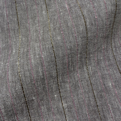 Pinstripe Linen and Viscose Blend Fabric in Brown Melange With Pink and Gold Lurex