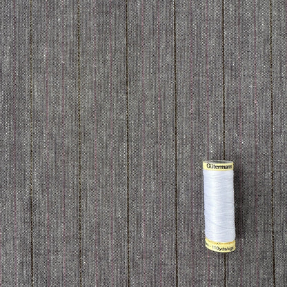 Pinstripe Linen and Viscose Blend Fabric in Brown Melange With Pink and Gold Lurex