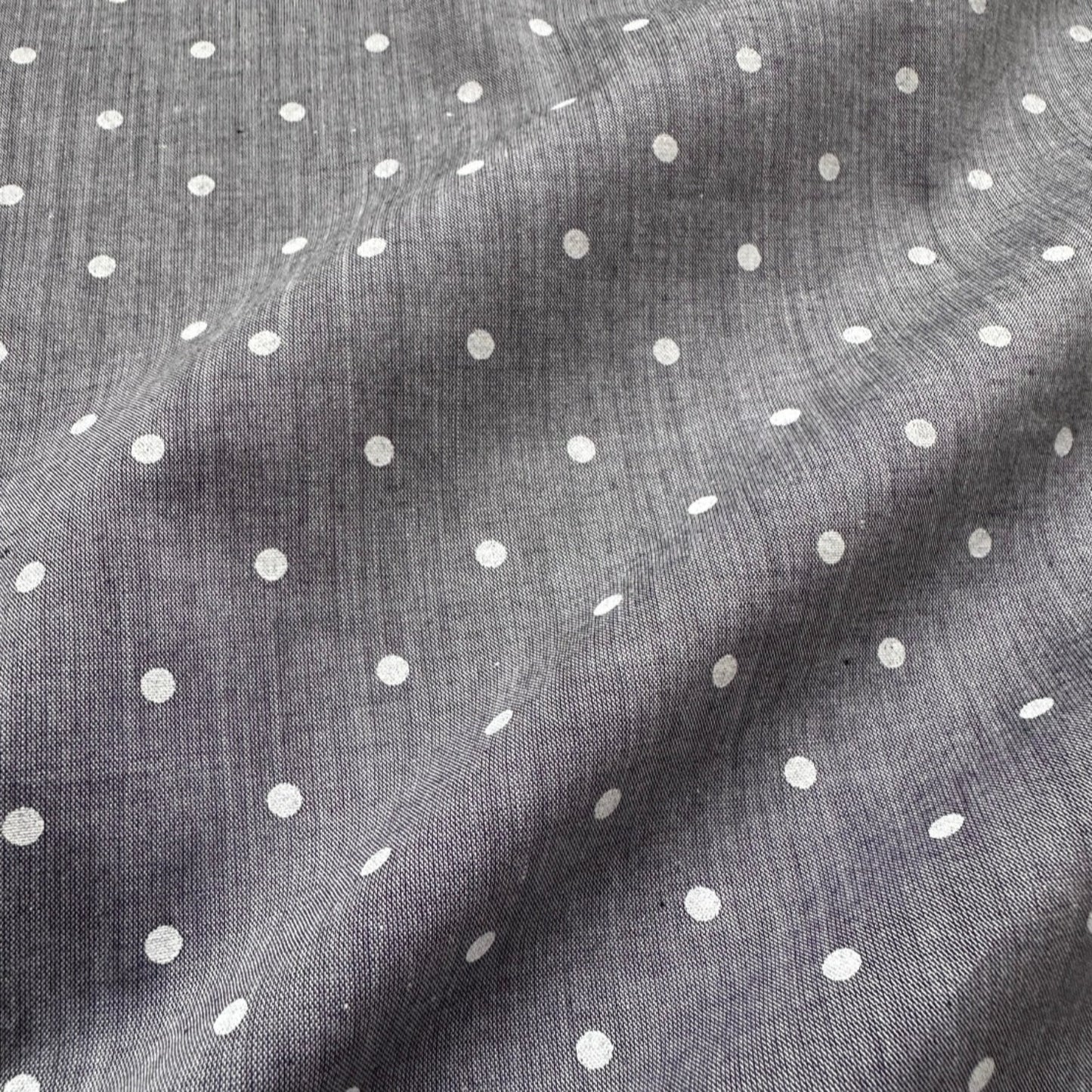 Polka Dot On Grey Cotton Fabric