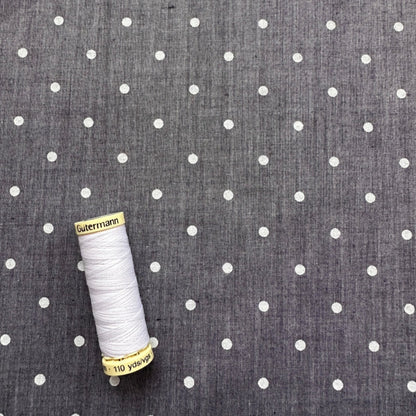 Polka Dot On Grey Cotton Fabric