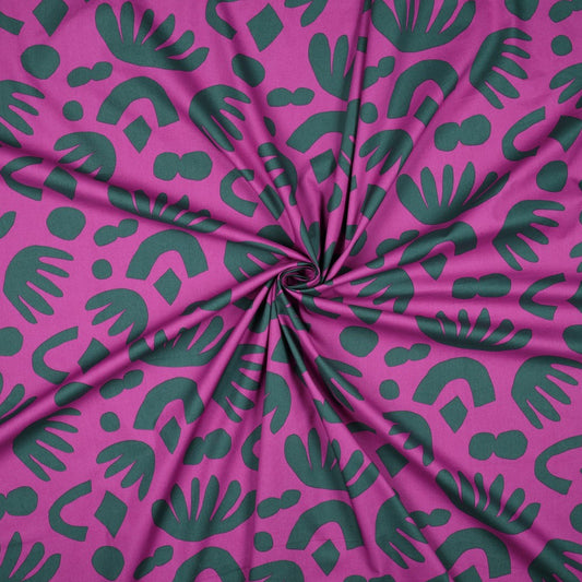 Puzzle Directions Cotton Poplin Fabric in Purple - Nerida Hansen