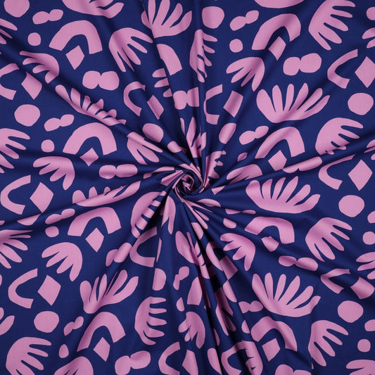 Puzzle Directions Cotton Poplin Fabric in Royal Blue - Nerida Hansen