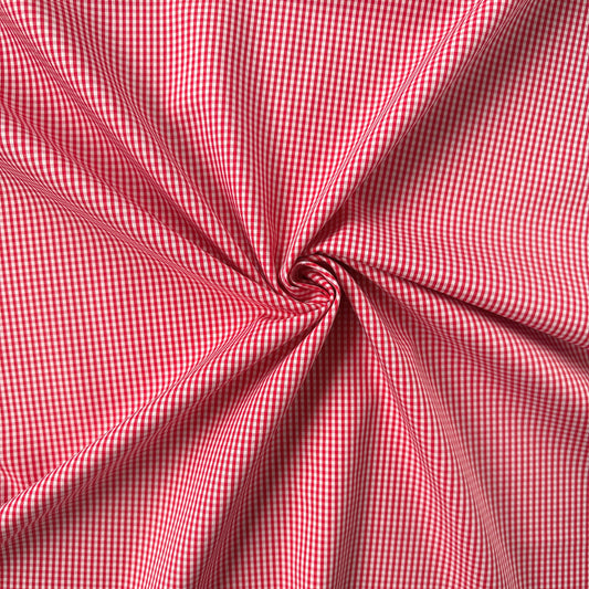 Swirl of red and white gingham fabric