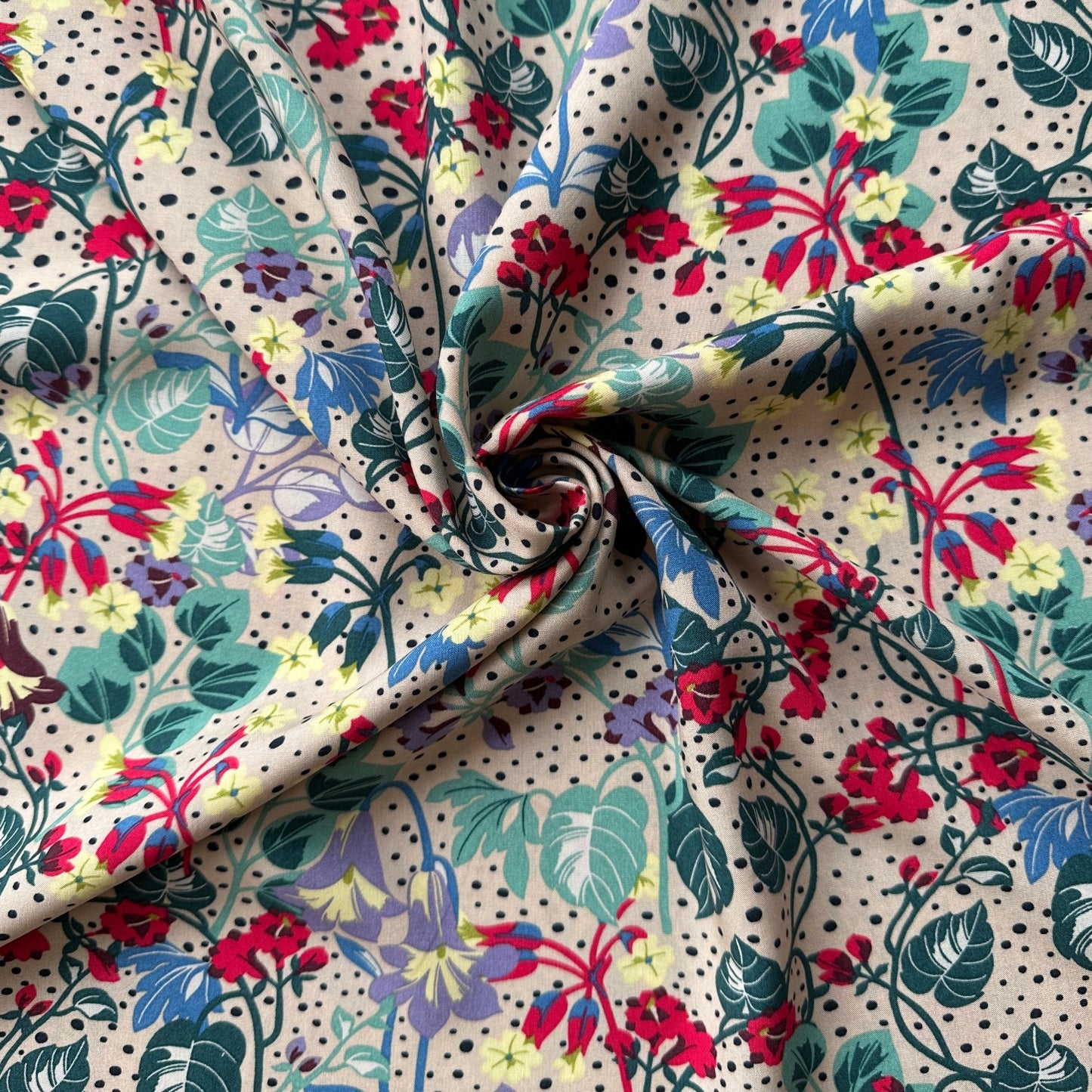 Rosemary Viscose Fabric in Pink / Teal