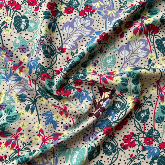 Rosemary Viscose Fabric in Pink / Teal