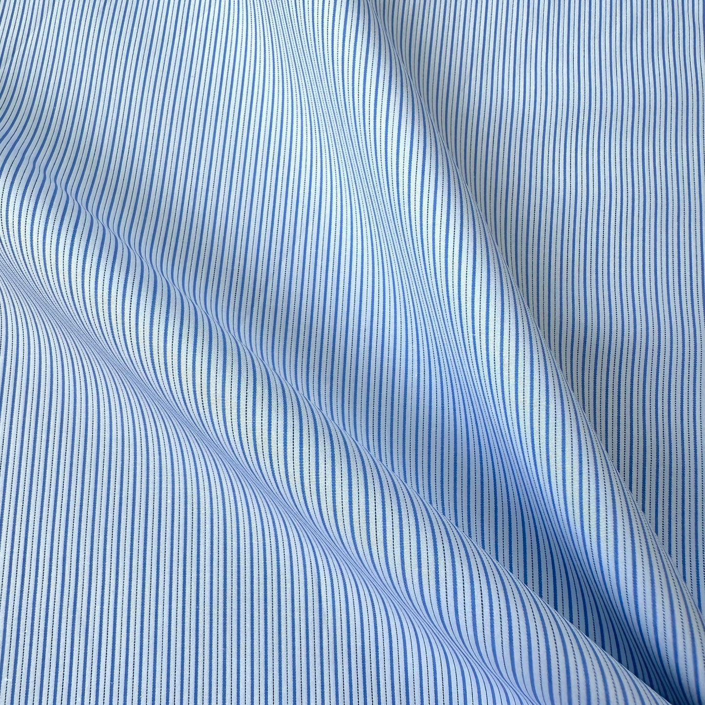 Blue and white stripe cotton shirt fabric