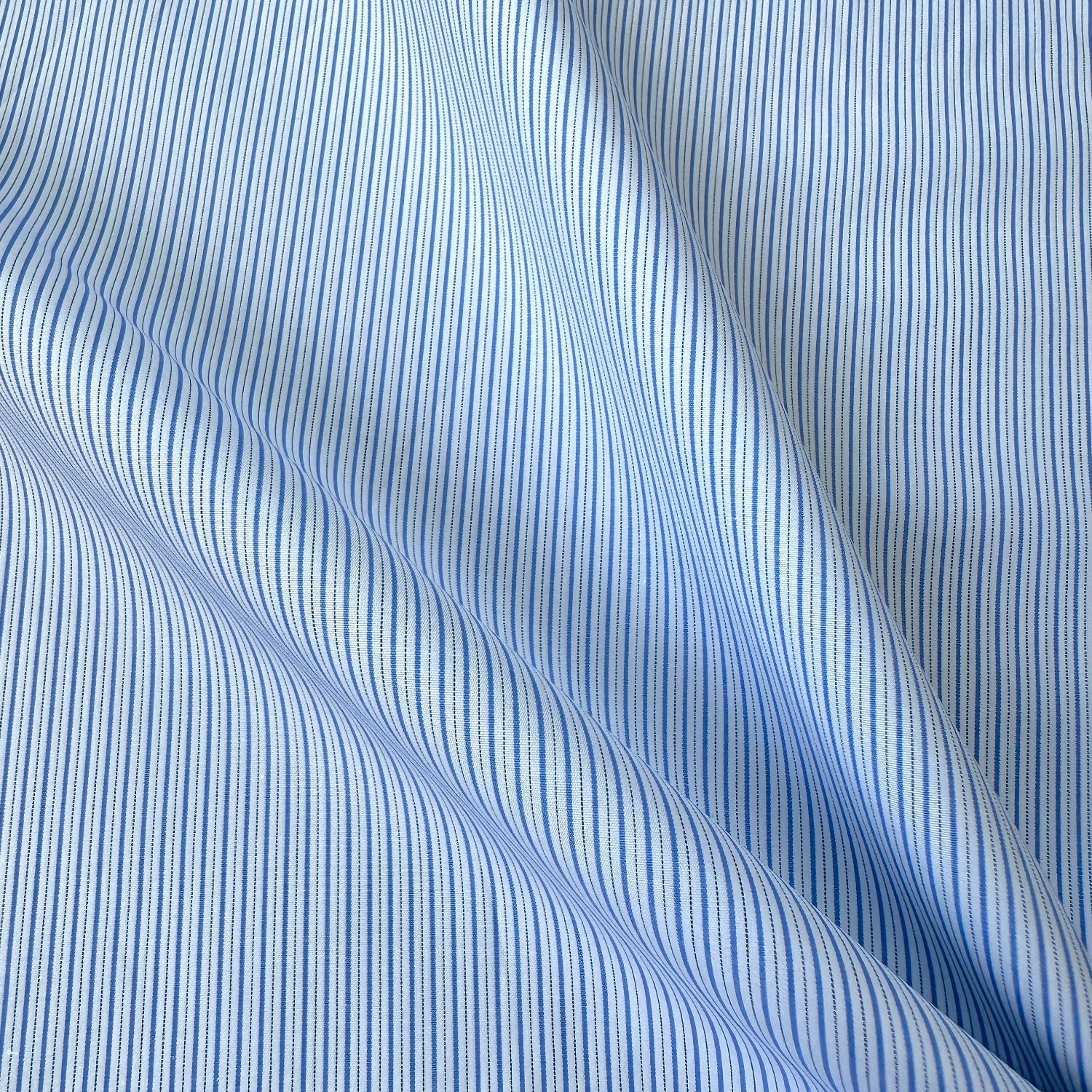Blue and white stripe cotton shirt fabric