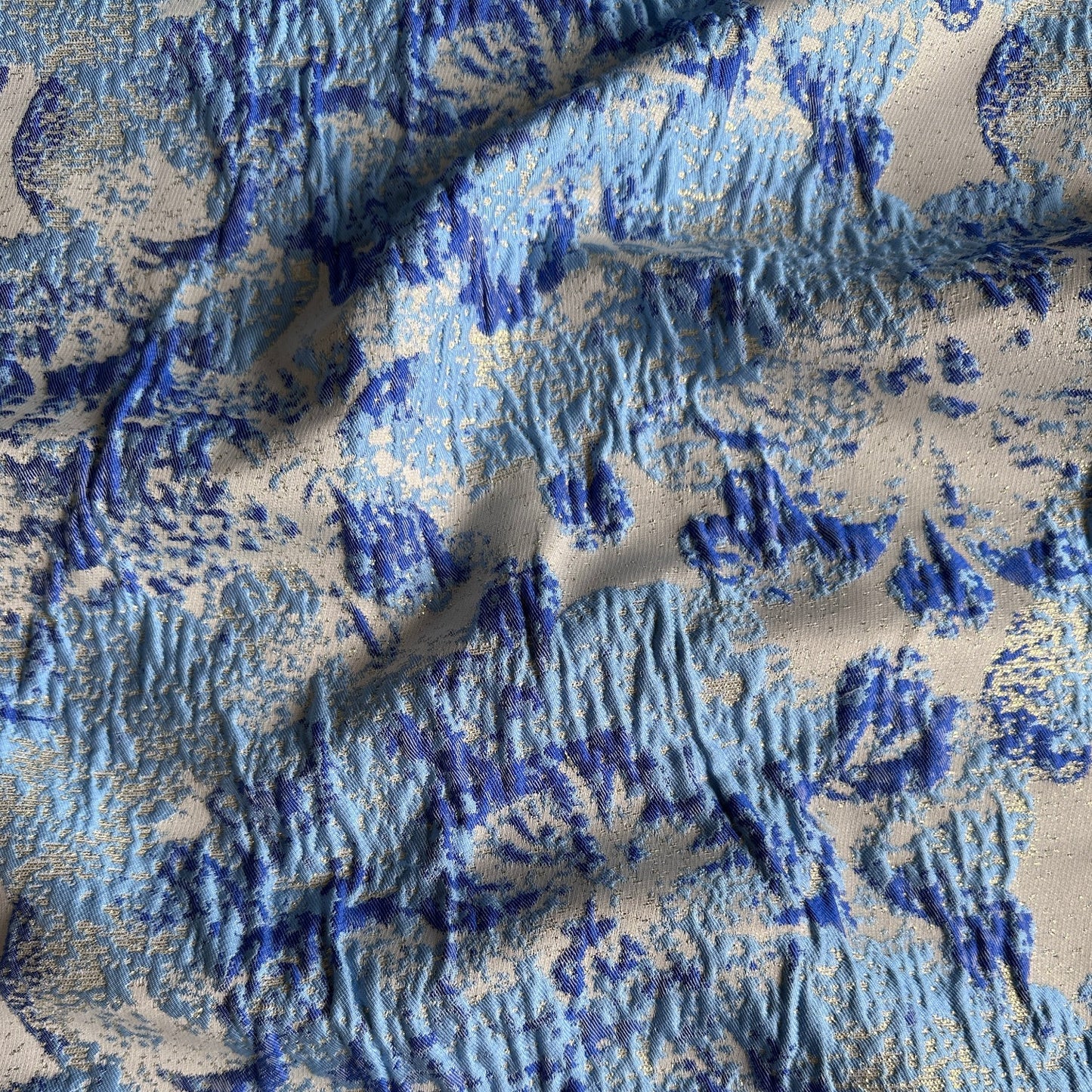 Sparkly Brocade Fabric in Blue