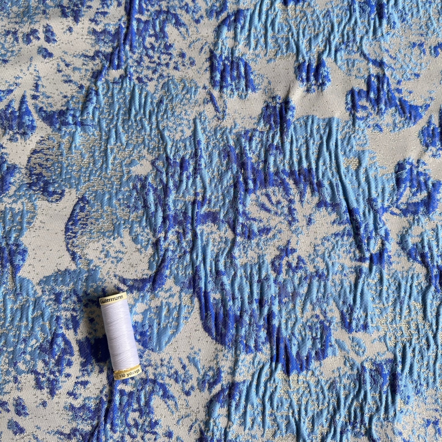 Sparkly Brocade Fabric in Blue