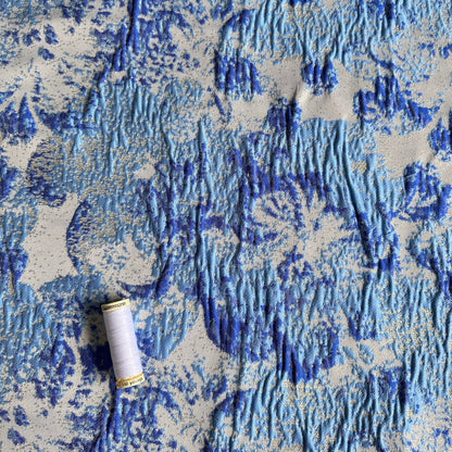 Sparkly Brocade Fabric in Blue - 2.15m Piece