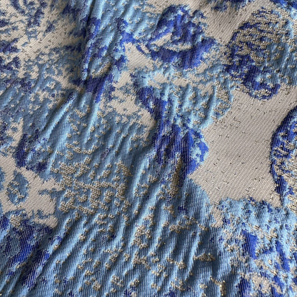 Sparkly Brocade Fabric in Blue - 2.15m Piece