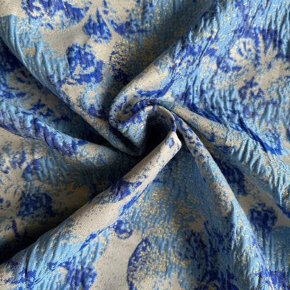 Sparkly Brocade Fabric in Blue - 2.15m Piece