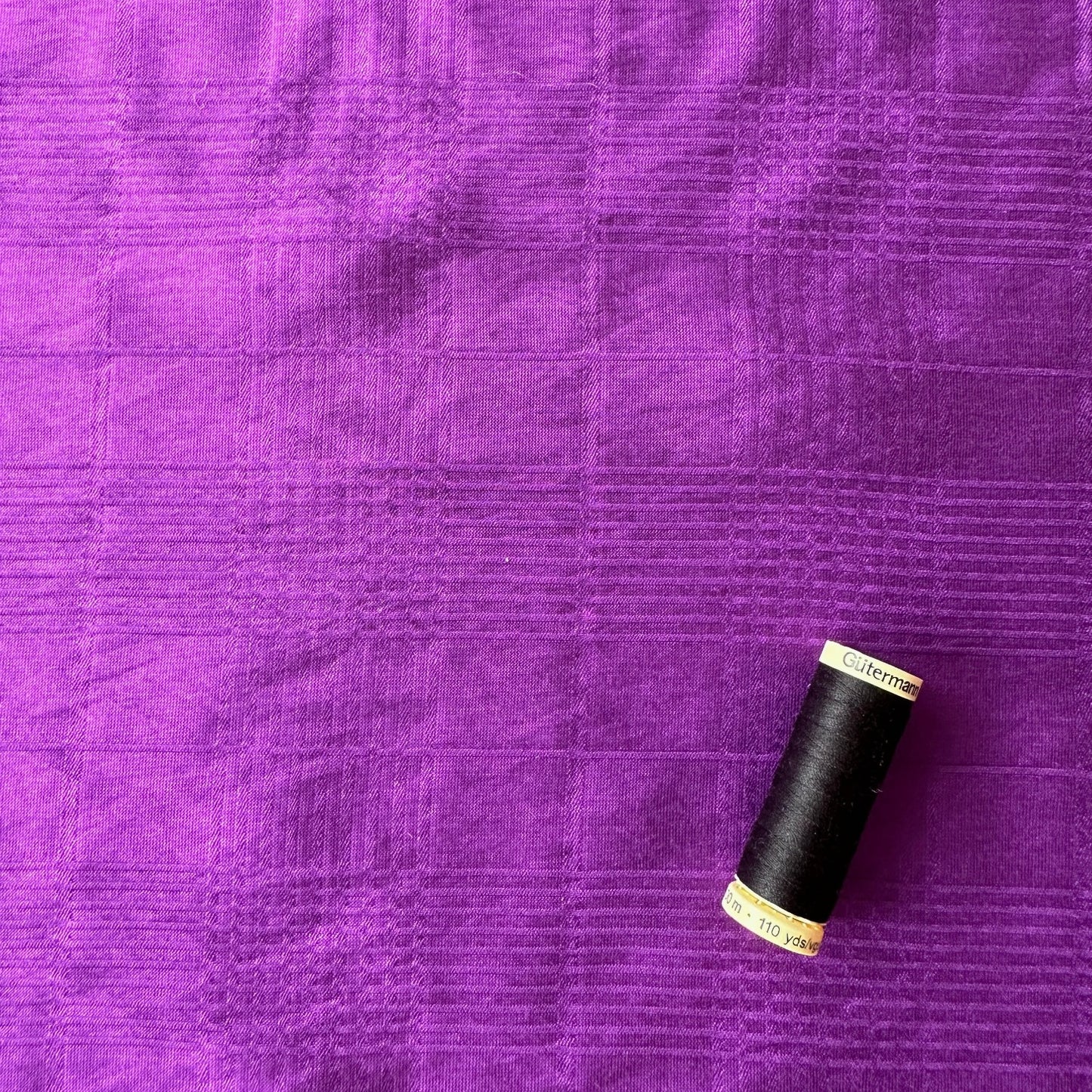 Textured Grid Viscose Blend Fabric in Purple