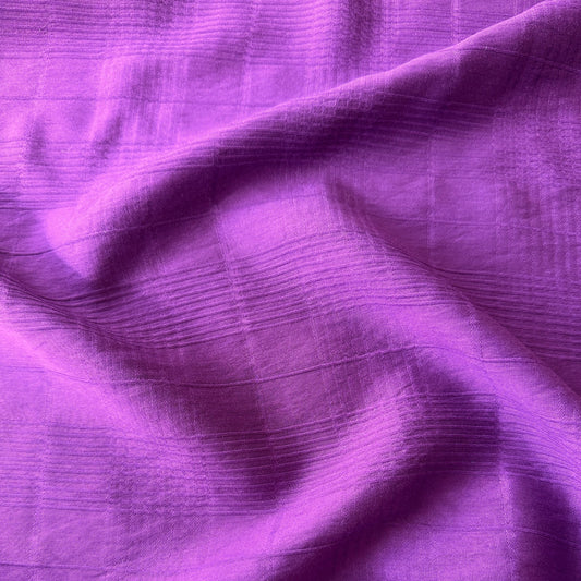 Textured Grid Viscose Blend Fabric in Purple