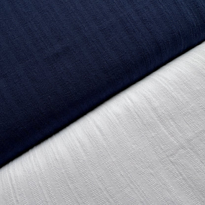 Textured Stripe Cotton Fabric in Navy