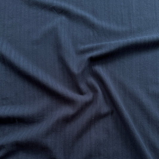 Textured Stripe Cotton Fabric in Navy