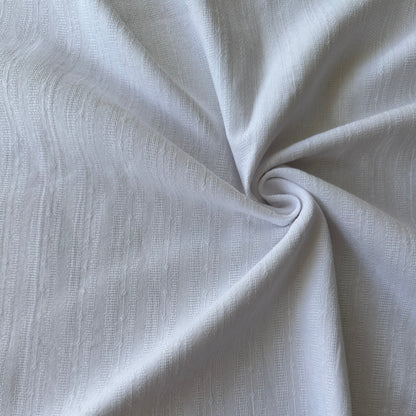 Textured Stripe Cotton Fabric in White