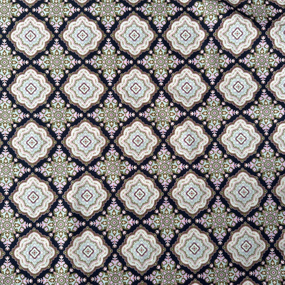 Tiles Pima Cotton Lawn Fabric in Navy