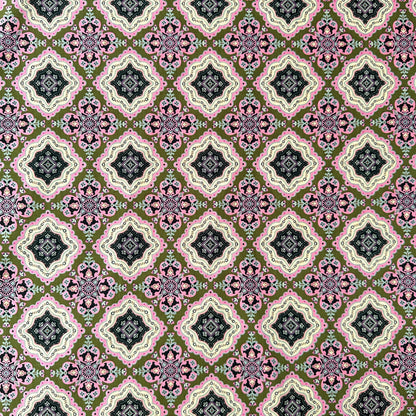 Tiles Pima Cotton Lawn Fabric in Olive Green