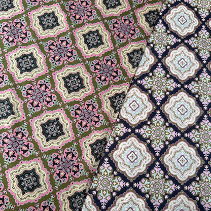 Tiles Pima Cotton Lawn Fabric in Olive Green