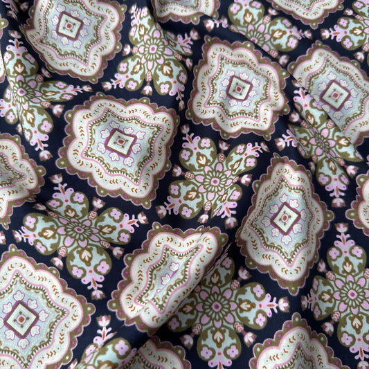 Tiles Pima Cotton Lawn Fabric in Navy
