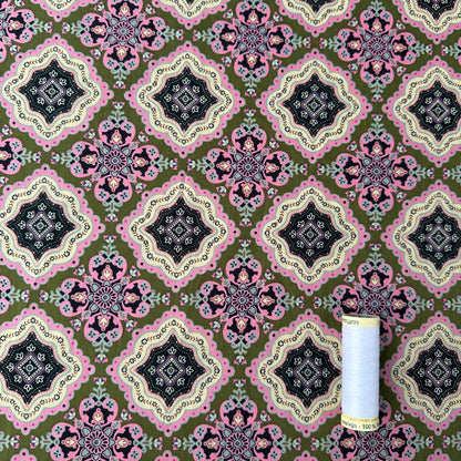 Tiles Pima Cotton Lawn Fabric in Olive Green