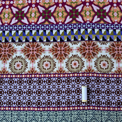 Tiles Tencel Lawn Fabric with reel of thread for scale